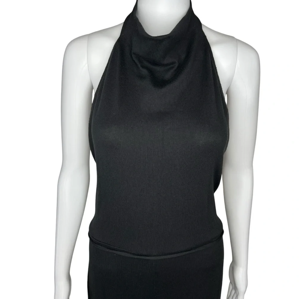 Vince Cropped Belted Stretch-cotton Halterneck Jumpsuit L - Picture 3 of 8